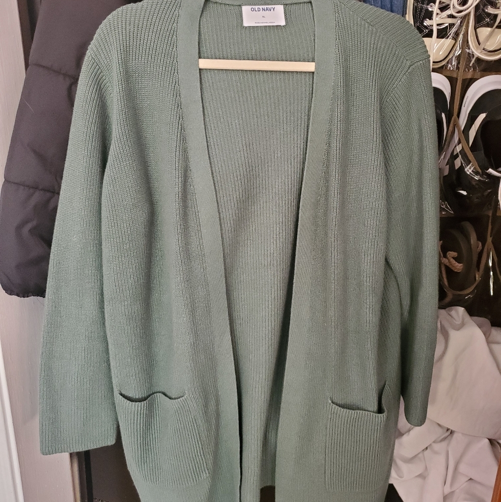 Sage green ribbed cardigan
